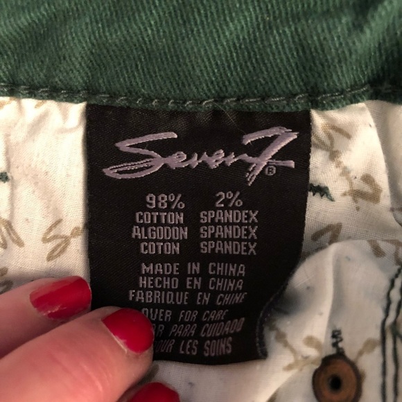Seven7 Jeans size 12 dark green high rise jeans with stretch - Picture 8 of 16